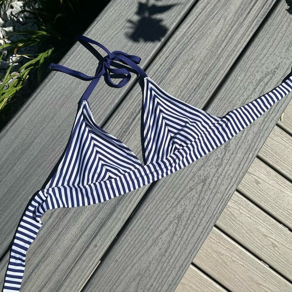 Mossimo Supply Co. Navy and White Striped Bikini Top